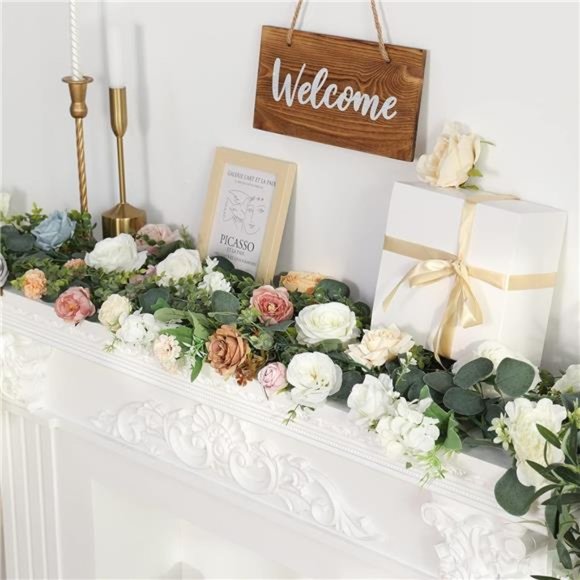 2 Pack 5.5ft Artificial Eucalyptus Garland Spring Garland Fake Greenery Wall - Picture 3 of 7